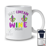 Personalized May Contain Wine; Joyful Mardi Gras Custom Name Women; Bra Fake Drinking T-Shirt