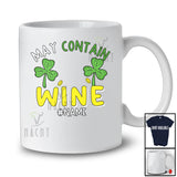 Personalized May Contain Wine; Joyful St. Patrick's Day Custom Name Women; Bra Shamrock Drinking T-Shirt