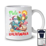 Personalized Mele Kalikimaka; Joyful Christmas Custom Name Hawaiian Santa; Family Group T-Shirt