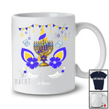 Personalized Menorah With Unicorn Face; Amazing Hanukkah Menorah Flowers; Custom Name Family T-Shirt