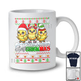 Personalized Merry Chickmas; Lovely Christmas Sweater Three Chicks; Custom Name Farmer T-Shirt