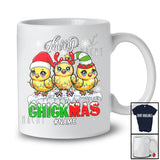 Personalized Merry Chickmas; Lovely Christmas Three Chicks Chickens; Custom Name Farmer T-Shirt