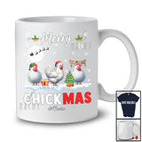 Personalized Merry Chickmas; Wonderful Christmas Snow Three Chicken; Custom Name Farm Farmer T-Shirt