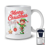 Personalized Merry Christmas Yall; Cheerful Custom Name Elf; X-mas Lights Family Group T-Shirt