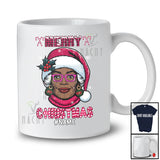 Personalized Merry Christmas; Fantastic Custom Name Woman Afro Pink Santa; African Family T-Shirt