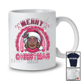 Personalized Merry Christmas; Fantastic Custom Name Woman Afro Pink Santa; Rainbow African Family T-Shirt