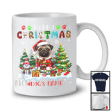 Personalized Merry Christmas; Lovely Custom Name Santa Pug Owner; Plaid X-mas T-Shirt