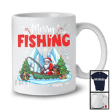 Personalized Merry Fishing; Fantastic Christmas Custom Name Santa Go Fishing; Winter Outside T-Shirt