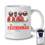 Personalized Merry Friendsmas; Amusing Christmas Custom Name Santa African Black Men Afro; Family T-Shirt