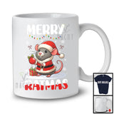 Personalized Merry Ratmas; Lovely Christmas Lights Custom Name Santa Rat; Trash Animal T-Shirt