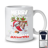 Personalized Merry Slothmas; Lovely Christmas Lights Custom Name Santa Sloth; Wild Animal T-Shirt