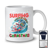Personalized Merry Surfing; Joyful Christmas Custom Name Santa Surfing Lover T-Shirt