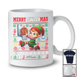 Personalized Merry Swishmas; Amusing Christmas Elf Playing Basketball Player; Sweater Sport T-Shirt