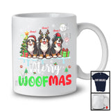 Personalized Merry Woofmas; Awesome Christmas Custom Name Three Bernese Mountain; Snow T-Shirt