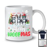 Personalized Merry Woofmas; Awesome Christmas Custom Name Three Boston Terrier; Snow T-Shirt