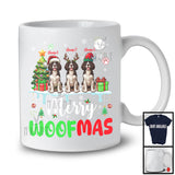 Personalized Merry Woofmas; Awesome Christmas Custom Name Three English Springer Spaniel; Snow T-Shirt