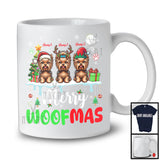 Personalized Merry Woofmas; Awesome Christmas Custom Name Three Yorkshire Terrier; Snow T-Shirt