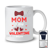 Personalized Mom Is My Valentine; Lovely Plaid Bow Tie Hearts; Custom Name Boys Family T-Shirt