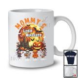 Personalized Mommy's Little Monsters, Creepy Halloween Moon Pumpkin, Custom Name Family T-Shirt