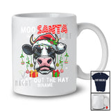 Personalized Moo Santa Get Out The Hay; Joyful Christmas Cow Face; Custom Name Farmer T-Shirt