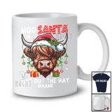 Personalized Moo Santa Get Out The Hay; Joyful Christmas Highland Cattle Cow; Custom Name Farmer T-Shirt