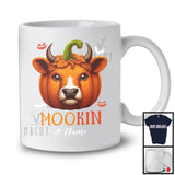 Personalized Mookin; Scary Halloween Cosplay Farmer; Custom Name Cow Pumpkin Face T-Shirt