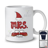 Personalized Mrs; Lovely Christmas Red Plaid Santa Gnome; Custom Name Couples Family T-Shirt