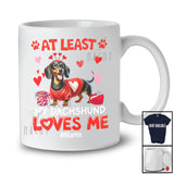 Personalized My Dachshund Loves Me; Lovely Valentine Hearts; Custom Name Single Family T-Shirt