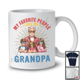 Personalized My Favorite People Call Me Grandpa, Lovely Father's Day 3 Grandkids Custom Name T-Shirt