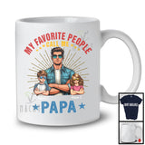 Personalized My Favorite People Call Me Papa, Lovely Father's Day 2 Son Daughter Custom Name T-Shirt