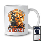 Personalized My Favorite Spirit is Whiskey; Horror Halloween Custom Name Witch Drinking; Pumpkin T-Shirt