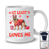 Personalized My German Shepherd Loves Me; Lovely Valentine Hearts; Custom Name Single Family T-Shirt