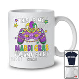 Personalized My Mardi Gras Pajama Shirt; Amusing Beads Mask; Custom Name Gamer Video Games T-Shirt