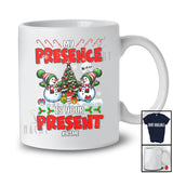 Personalized My Presence Is Your Present; Wonderful Christmas Tree Custom Name Snowman T-Shirt