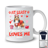 Personalized My Shetland Sheepdog Loves Me; Lovely Valentine Hearts; Custom Name Single Family T-Shirt