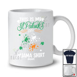 Personalized My St. Patrick's Day Pajama Shirt; Lovely Custom Name Irish Cat Shamrock Shape T-Shirt