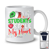 Personalized My Students Stole My Heart; Merry Christmas Santa Green Hand; Custom Name Teacher T-Shirt