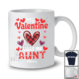 Personalized My Valentine Calls Me Aunt; Cheerful Plaid Hearts; Custom Name Aunt Family T-Shirt