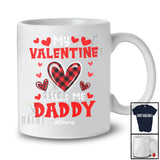 Personalized My Valentine Calls Me Daddy; Cheerful Plaid Hearts; Custom Name Dad Family T-Shirt