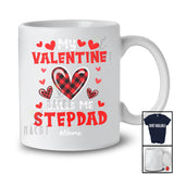 Personalized My Valentine Calls Me Stepdad; Cheerful Plaid Hearts; Custom Name Stepdad Family T-Shirt