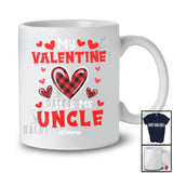 Personalized My Valentine Calls Me Uncle; Cheerful Plaid Hearts; Custom Name Uncle Family T-Shirt