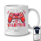 Personalized My Valentine Pajama Shirt; Amusing Custom Name Gamer Video Games Hearts; Couple T-Shirt