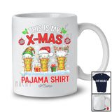 Personalized My X-mas Pajama Shirt; Joyful Christmas Three Beer Glasses; Custom Name Drinking T-Shirt