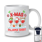 Personalized My X-mas Pajama Shirt; Joyful Christmas Three Wine Glasses; Custom Name Drinking T-Shirt