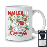 Personalized Nailed It Merry Christmas; Lovely X-mas Lights Three Elf; Custom Name Family T-Shirt