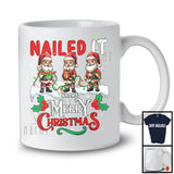 Personalized Nailed It Merry Christmas; Lovely X-mas Lights Three Santas; Custom Name Family T-Shirt