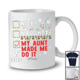 Personalized Nice Naughty Aunt Made Me Do It; Joyful Christmas Custom Name Family; X-mas Lights Santa T-Shirt