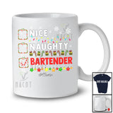 Personalized Nice Naughty Bartender; Joyful Christmas Custom Name Jobs; X-mas Lights Santa T-Shirt