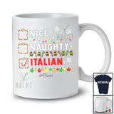 Personalized Nice Naughty Italian; Joyful Christmas Custom Name Family; X-mas Lights Santa T-Shirt