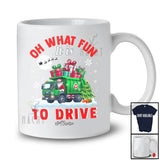 Personalized Oh What Fun It is To Drive; Amusing Christmas Santa Garbage Truck; Custom Name Driver T-Shirt